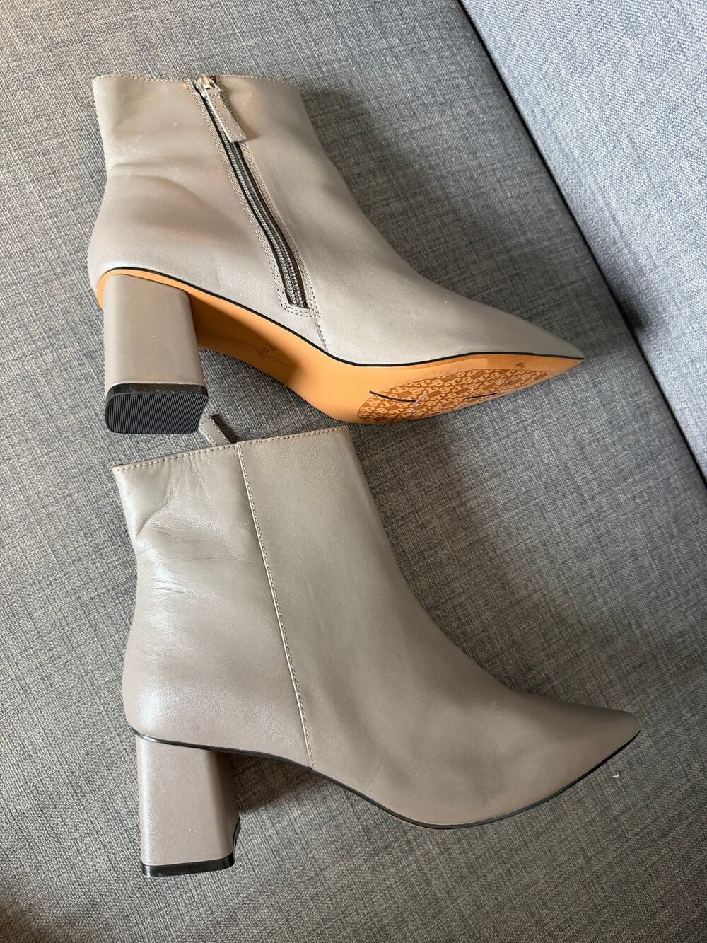 New Linea Paolo Wynda-L Stone Leather Pointed Toe Block Heel Ankle Boots Size 11